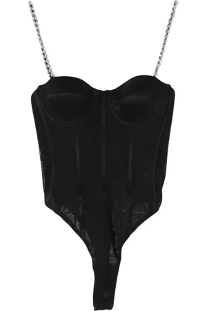 Rebecca Vallance Top, Herre, Sort, S, Uld, Sort Rhinestone Corsage Bodysuit