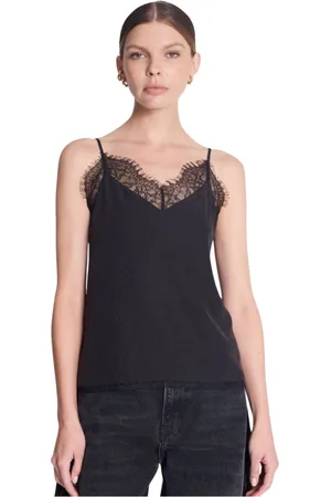 Berenice Top, Dame, Sort, S, Uld, Top Taylor Sort silke top med blonder
