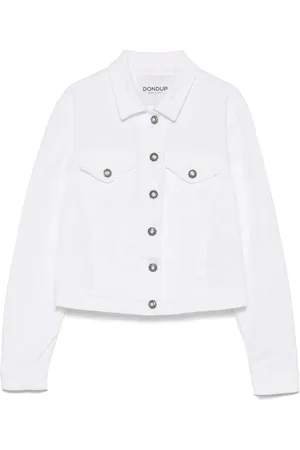 Dondup Jakke, Dame, Hvid, L, Denim, Hvid Knappet Jakke med Lommer