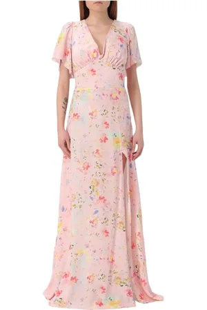 Mar De Margaritas Kjole, Dame, Lyserød, S, Elegant Blomstret Maxi Kjole Ben Slids
