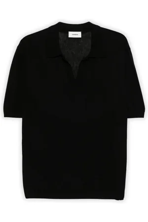 A PAPER KID Top, Herre, Sort, M, Bomuld, Finstrikket Polo Sort
