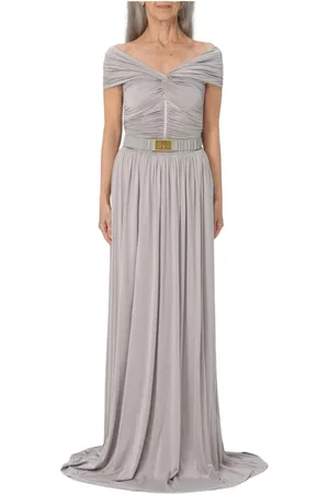 Elisabetta Franchi Kjole, Dame, Grå, S, Elegant Maxi Kjole til særlige lejligheder