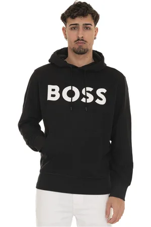 HUGO BOSS Sweathshirts & Hoodies, Herre, Sort, S, Bomuld, Hættetrøje med Maxi Logo