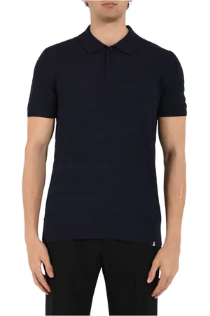Patrizia Pepe Top, Herre, Blå, 2XL, Bomuld, Silke Polo Skjorte med knappet krave