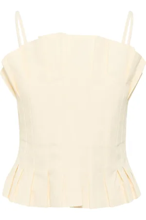 Karen by Simonsen Top, Dame, , L, Uld, Elegant Ruffled Top Blouse Egret