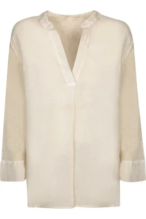 120% Lino Bluser & Skjorter, Dame, , XL, Linned, Linnedbluse med Brede Ærmer