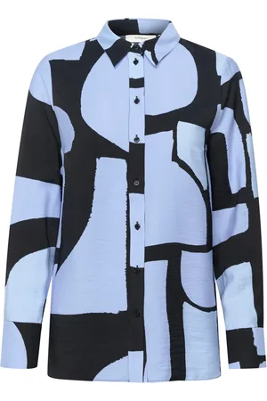 INWEAR Bluser & Skjorter, Dame, Flerfarvet, S, Bomuld, Blue Soft Blocks Skjorte