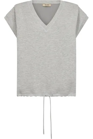 Mos Mosh Top, Dame, Grå, XL, Uld, Kortærmet V-udskæring Sweatshirt Lys Grå