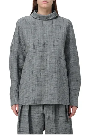 Bottega Veneta Bluser & Skjorter, Dame, Grå, S, Luksus Tekstureret Silke Top