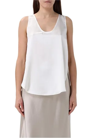 Max Mara Top, Dame, Hvid, 2XS, Elegant Ærmeløs Brun Top