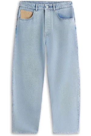 Drôle de Monsieur Jeans, Herre, Blå, W31, Bomuld, Lyseblå Vaskede Jeans med Fløjlsdetaljer