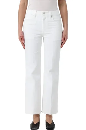 Jil Sander Jeans, Dame, Hvid, W25, Uld, Elegant Wide Leg Jeans