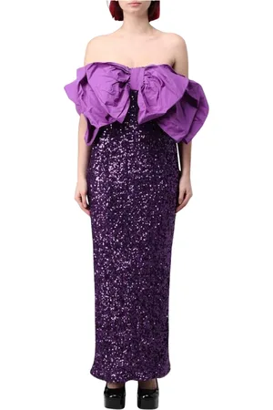 ROTATE Kjole, Dame, Lilla, S, Violet Paillet Maxi Bue Kjole