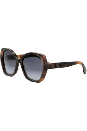 Fendi Tilbehør, unisex, Brun, 57 MM, Autentiske Lettering Briller med Topkvalitet