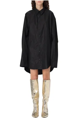 Balenciaga Kjole, Dame, Sort, S, Uld, Elegant Sort Skjortekjole