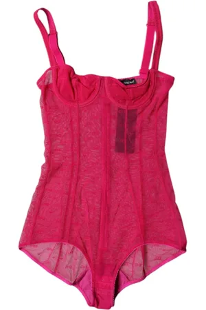 Dolce & Gabbana Badetøj, Dame, Rød, XS, Nylon, Fuchsia Tulle Balconette Bra Bodysuit