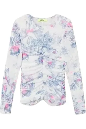 Twin-Set Top, Dame, Flerfarvet, M, Tyl, Blomstret Rynket Tyl Bluse
