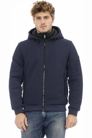 BALDININI Sweathshirts & Hoodies, Herre, Blå, XL, Trendy Jakke med Udvendige Lommer