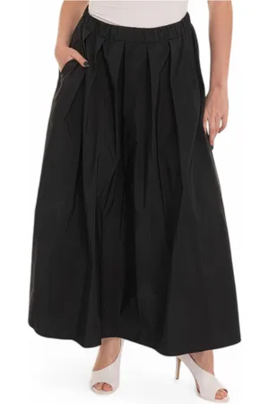 Max Mara Nederdel, Dame, Sort, L, Bomuld, Plisseret lang nederdel med lommer