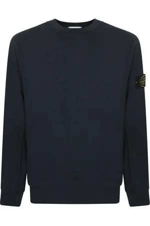 Stone Island Strik, Herre, Blå, L, Bomuld, Mørkeblå Slub Crew Neck Sweatshirt