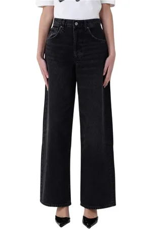 ANINE BING Jeans, Dame, Grå, W25, Uld, Grå High Waisted Wide Leg Jeans