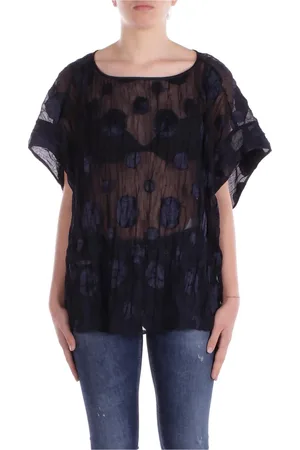 Emporio Armani Bluser & Skjorter, Dame, Blå, M, Polyester, Elegant Top med Krog Lukning