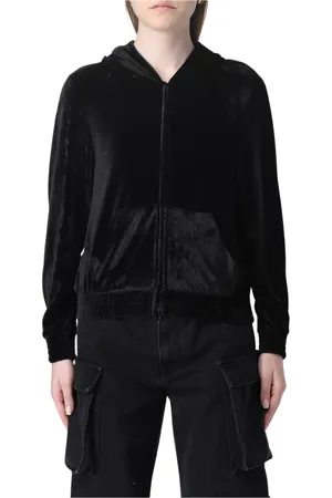 Balenciaga Sweathshirts & Hoodies, Dame, Sort, S, Uld, Sort Velvet Zip-Up Hoodie