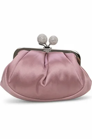 Max Mara Taske, Dame, Lyserød, ONE SIZE, Uld, Lille Satin Skuldertaske med Rhinestones