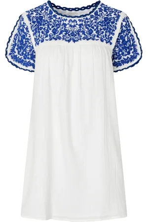 Lollys Laundry Kjole, Dame, Flerfarvet, M, Bomuld, Kort kjole med broderidetaljer