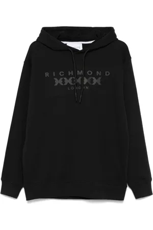 John Richmond Sweathshirts & Hoodies, Herre, Sort, S, Sort Hættetrøje Langærmet