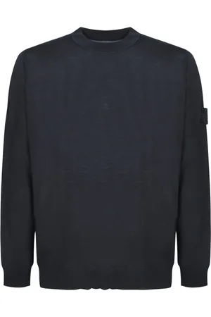Stone Island Strik, Herre, Blå, XL, Uld, Sweater med rund hals, langærmet