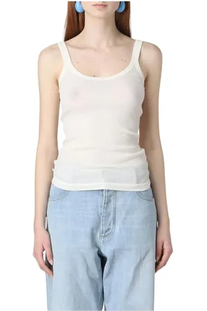 Bottega Veneta Top, Dame, Hvid, S, Bomuld, Hvid Ribbet Bomuld Top