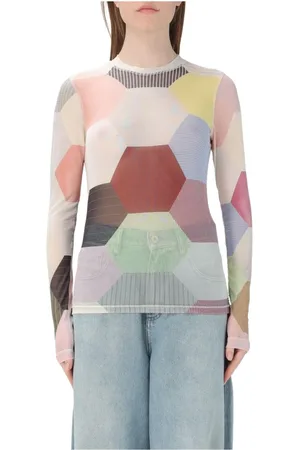 J.W.Anderson Strik, Dame, Flerfarvet, M, Farverig Patchwork Mesh Top