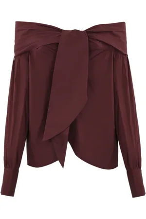 LIVIANA CONTI Bluser & Skjorter, Dame, Brun, M, Bomuld, Off-shoulder bomuldsskjorte