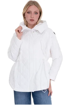 Peuterey Jakke, Dame, Hvid, XS, Uld, Quiltet Parka Jakke med Snørelinning