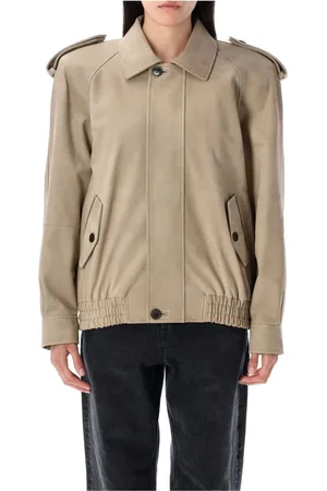 Saint Laurent Jakke, Dame, , XS, Bomuld, Grå Nubuck Bomberjakke overtøj