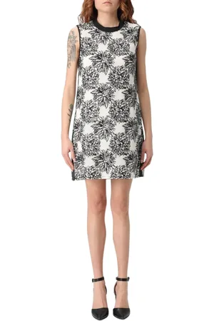 Twin-Set Kjole, Dame, Sort, XL, Elegant Blomstret Shift Kjole