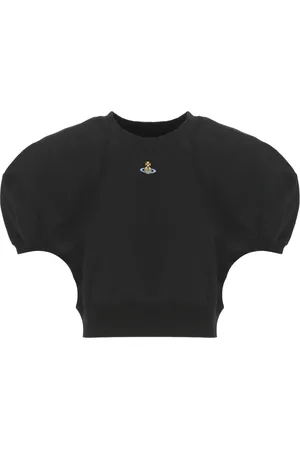 Vivienne Westwood Top, Dame, Sort, M, Bomuld, Sort Bomulds T-shirt med Broderet Logo