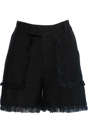 Hest Shorts, Dame, Sort, S, Linned, Sorte Linnedshorts med Elastik i Taljen