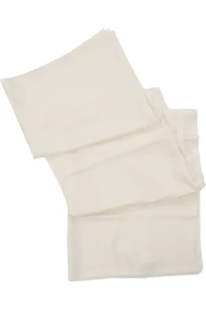 Salvatore Ferragamo Tilbehør, Dame, Hvid, ONE SIZE, Uld, Logo Tørklæde med Frynser