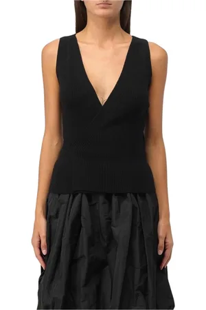 Patou Top, Dame, Sort, S, Bomuld, Elegant Sort Wrap Top Ærmeløs