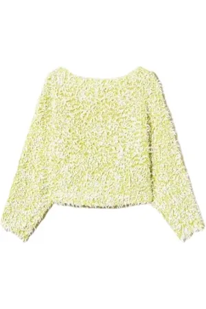 Twin-Set Bluser & Skjorter, Dame, Gul, L, Krøllet garn kimono stil sweater