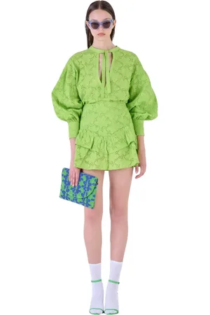 Silvian Heach Bluser & Skjorter, Dame, Grøn, S, Bomuld, Broderet Ballonærmebluse