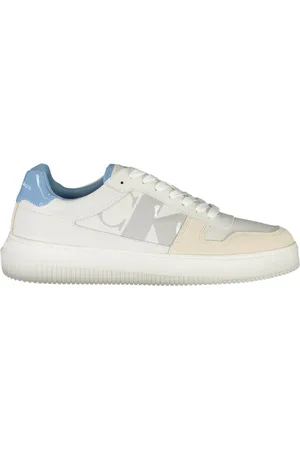 Calvin Klein Sko, Herre, Hvid, 45 EU, Polyester, Sporty hvide snøresko med logo