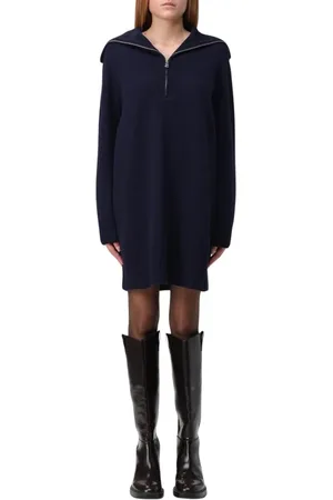 Pinko Kjole, Dame, Blå, XS, Uld, Blå Uld Sweater Kjole
