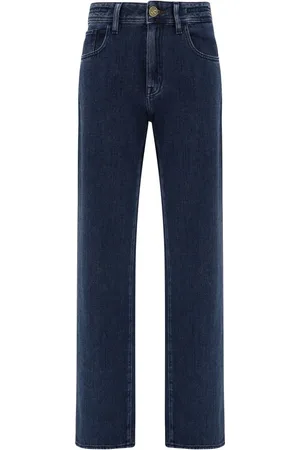 Jacob Cohen Jeans, Dame, Blå, W27, Bomuld, Højtaljede bomuldsjeans med monogrammærke