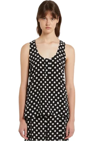 MARELLA Top, Dame, Sort, S, Sort Silke Top med Hvide Polkaprikker