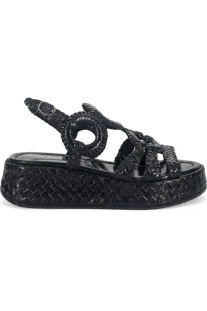 Pon´s quintana Sko, Dame, Sort, 38 EU, Læder, Håndvævet Sort Platform Sandal