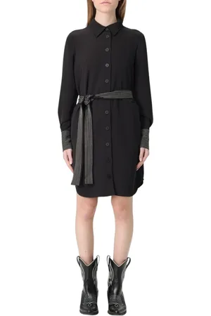 Twin-Set Kjole, Dame, Sort, XL, Sort Bæltet Mini Kjole