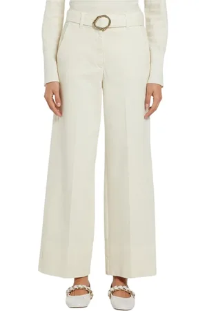 MARELLA Bukser, Dame, , L, Bomuld, Wide Leg Cream Bukser